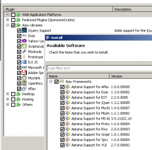 Aptana Ajax Libraries Install